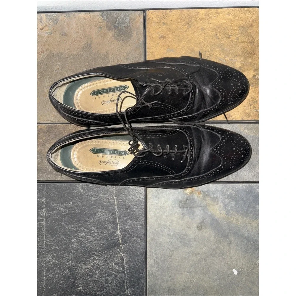 Florsheim Men's Black Leather Wingtip Brogue Lace-Up Oxford Dress Shoes 11D